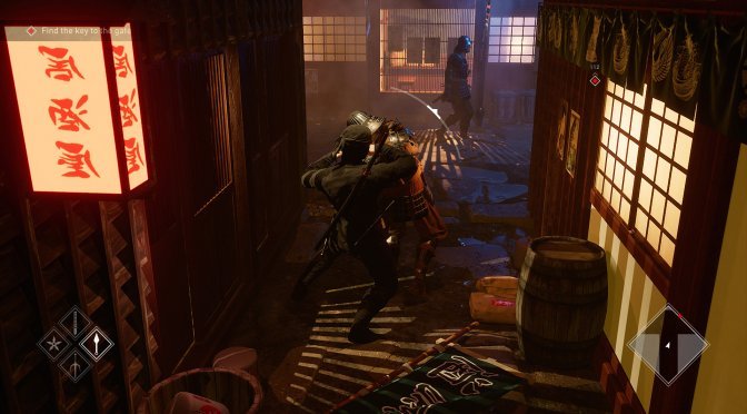 Ninja combat in traditional Japanese alleyway